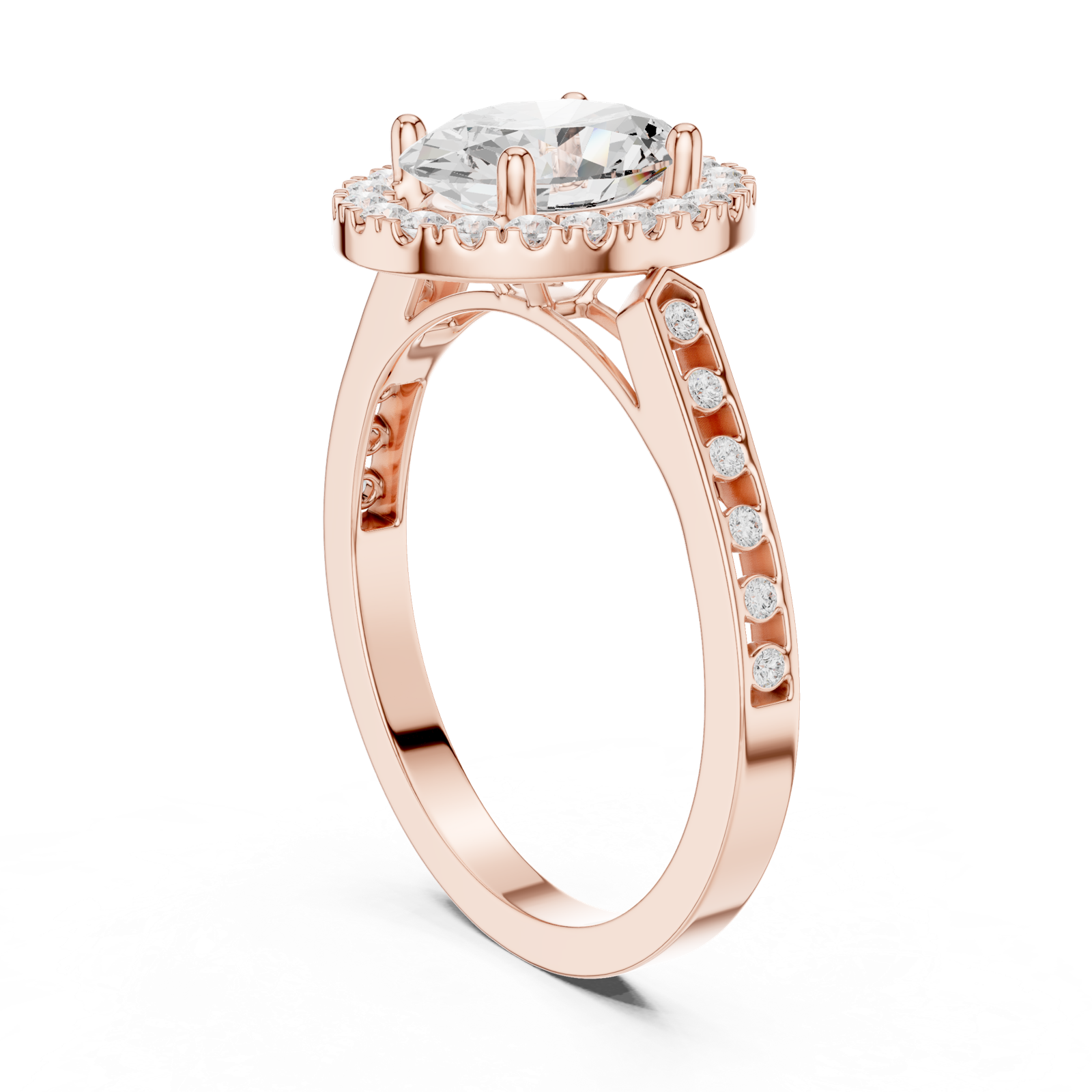 Gold Ring DDLR-349, Oval center stone, Rose Gold, view 1