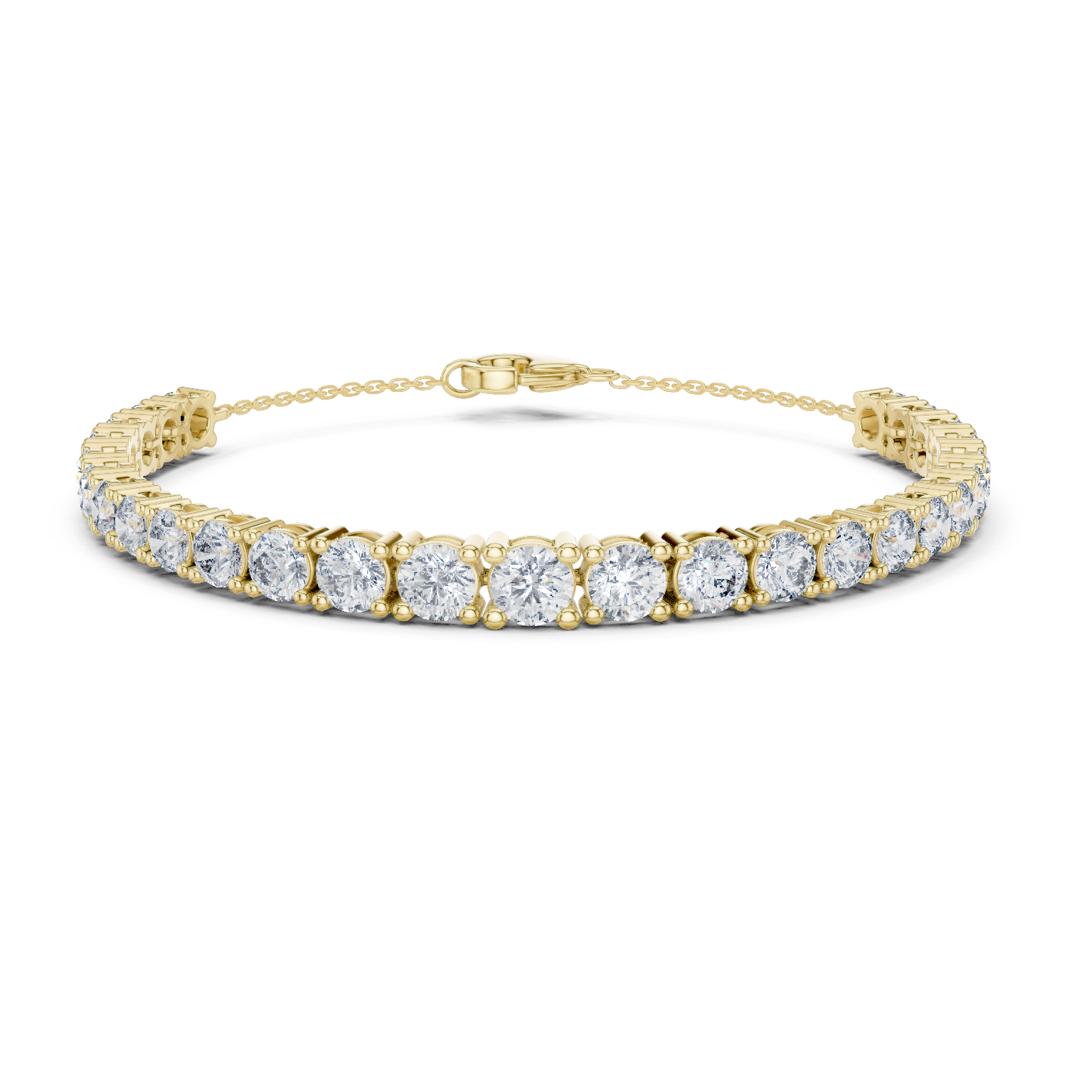 14K Solid Gold Lab Diamond Bracelet, Yellow Gold