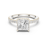 Gold Ring DDLR-165, Princess center stone, White Gold