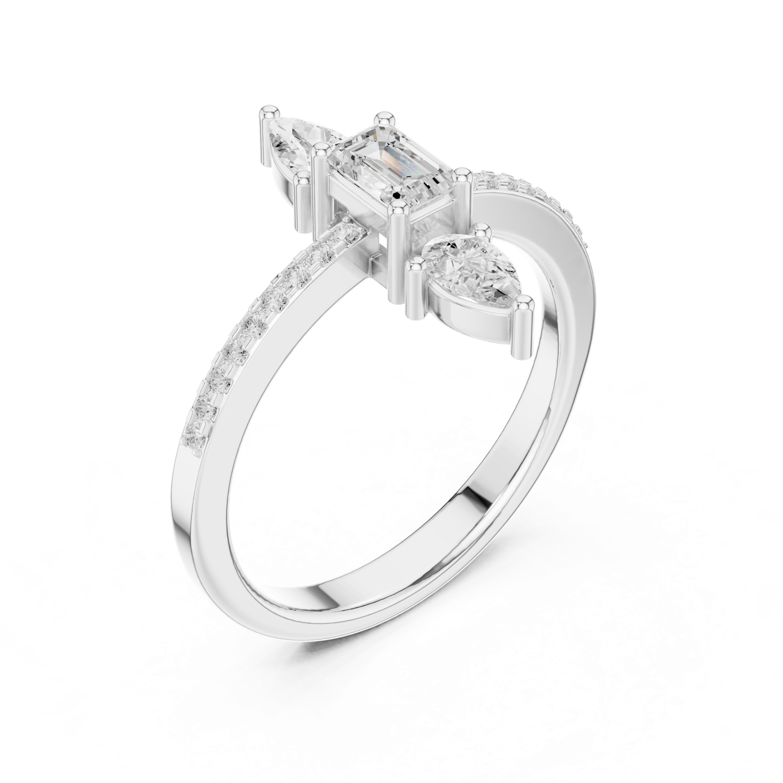 Gold Ring DDLR-529, White Gold, view 2
