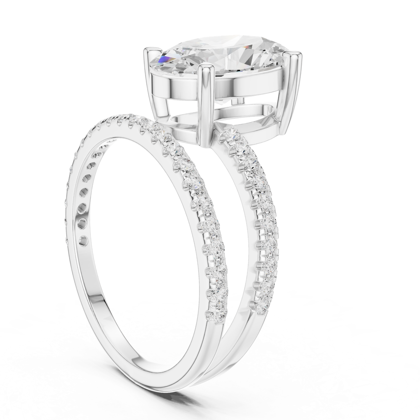 Gold Jewelry L35-39, Oval center stone, White Gold, view 1