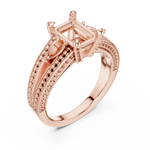 Gold Ring, Radiant center stone, Rose Gold, view 2