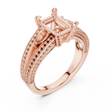 Gold Ring, Radiant center stone, Rose Gold, view 2