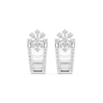 14K Solid Gold Lab Diamond Flower Cluster Earrings, White Gold