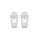 14K Solid Gold Lab Diamond Flower Cluster Earrings, White Gold