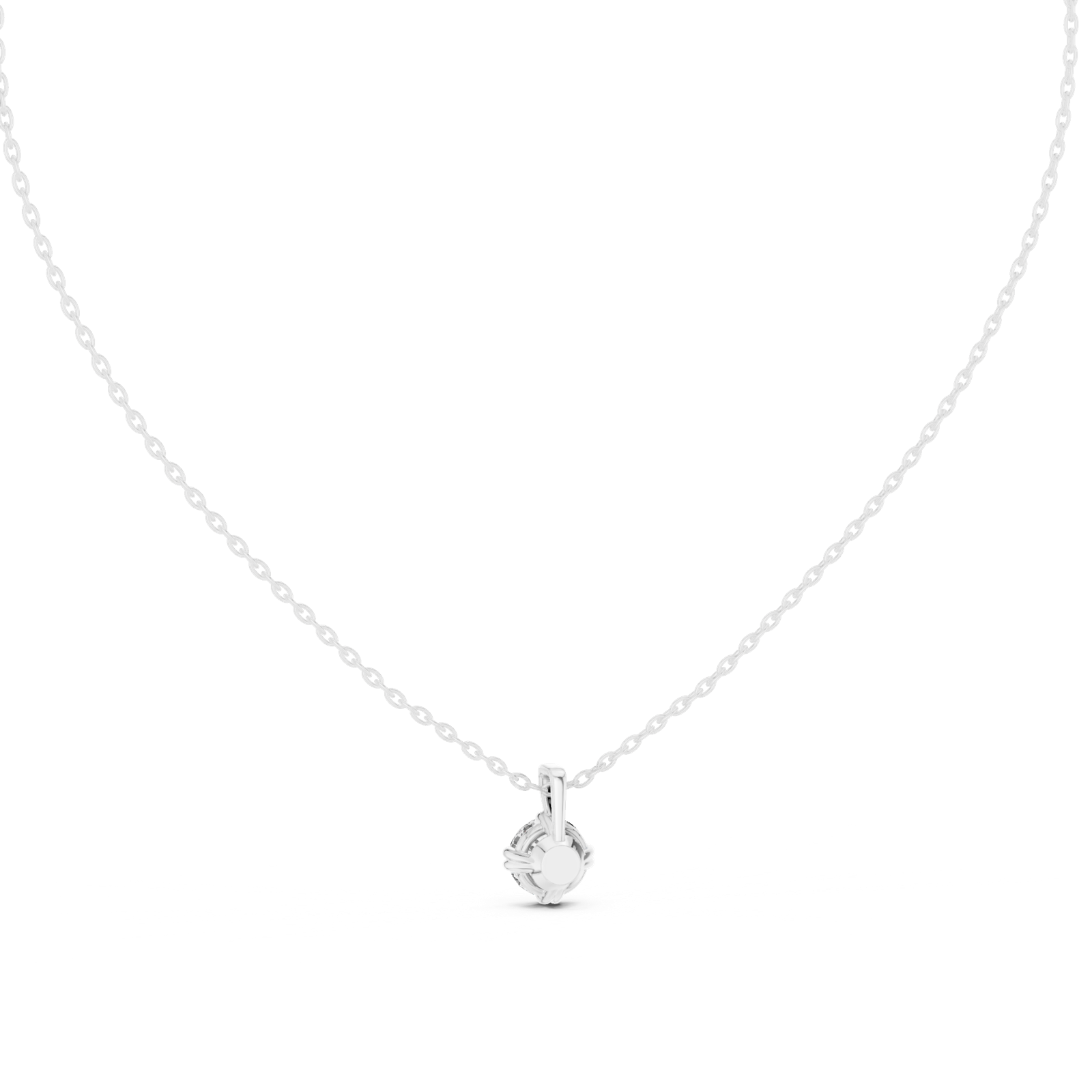14K Solid Gold Lab Diamond Solitaire Pendant Necklace, White Gold, view 4
