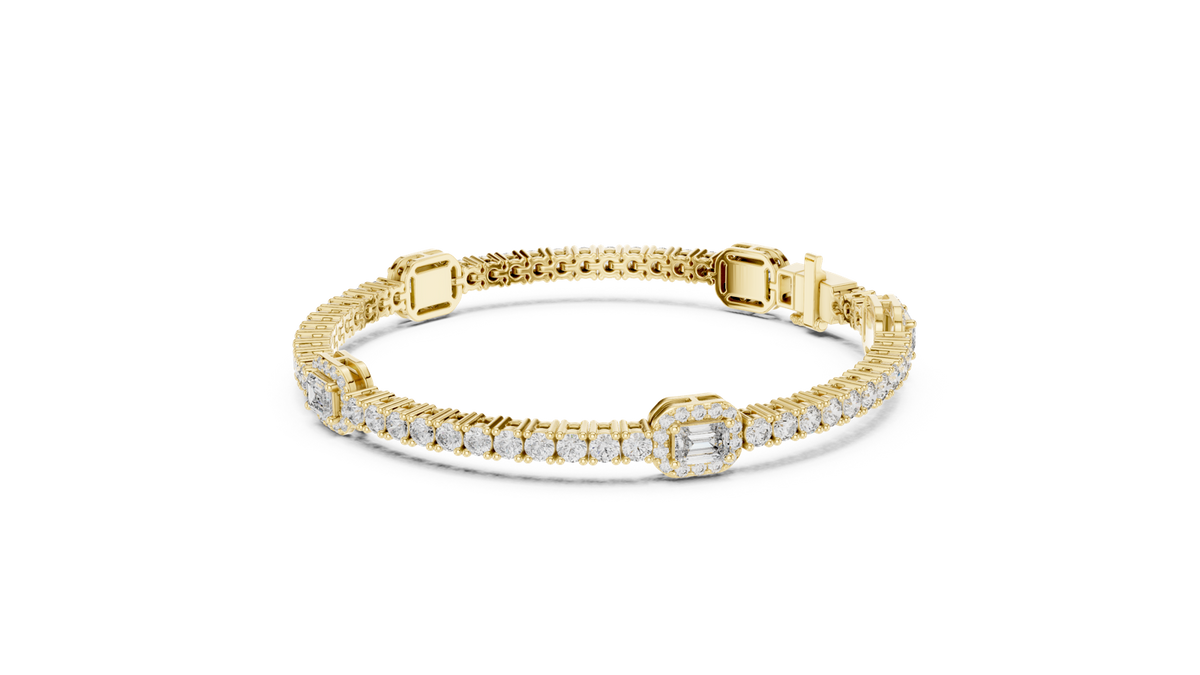 14K Solid Gold Lab Diamond Bracelet, Yellow Gold, view 1