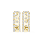 14K Solid Gold Lab Diamond Cluster Earrings, Yellow Gold