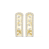 14K Solid Gold Lab Diamond Cluster Earrings, Yellow Gold
