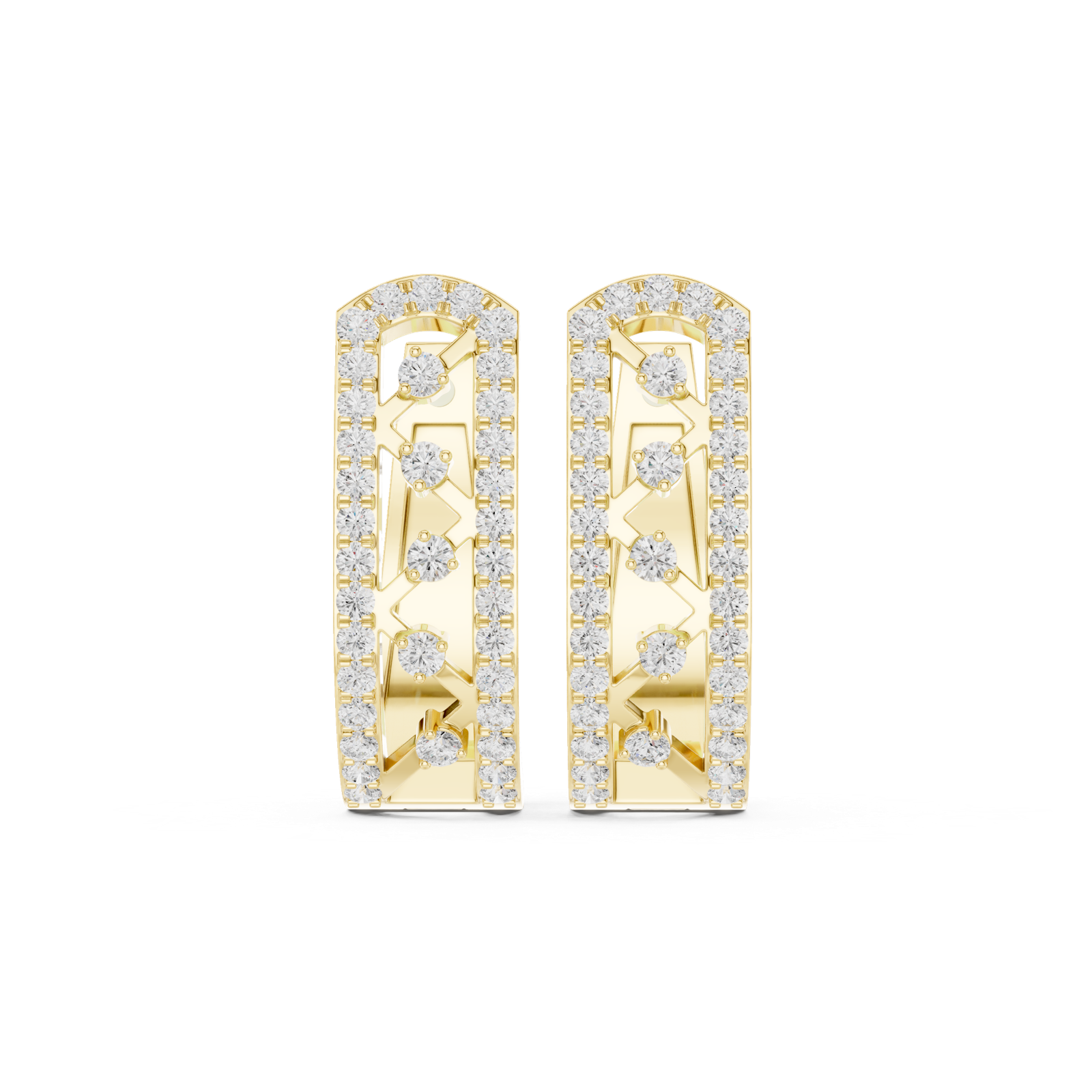 14K Solid Gold Lab Diamond Cluster Earrings, Yellow Gold