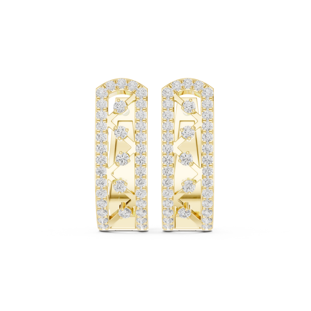 14K Solid Gold Lab Diamond Cluster Earrings, Yellow Gold