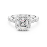 Gold Ring DDLR-118, Asscher center stone, White Gold, view 4
