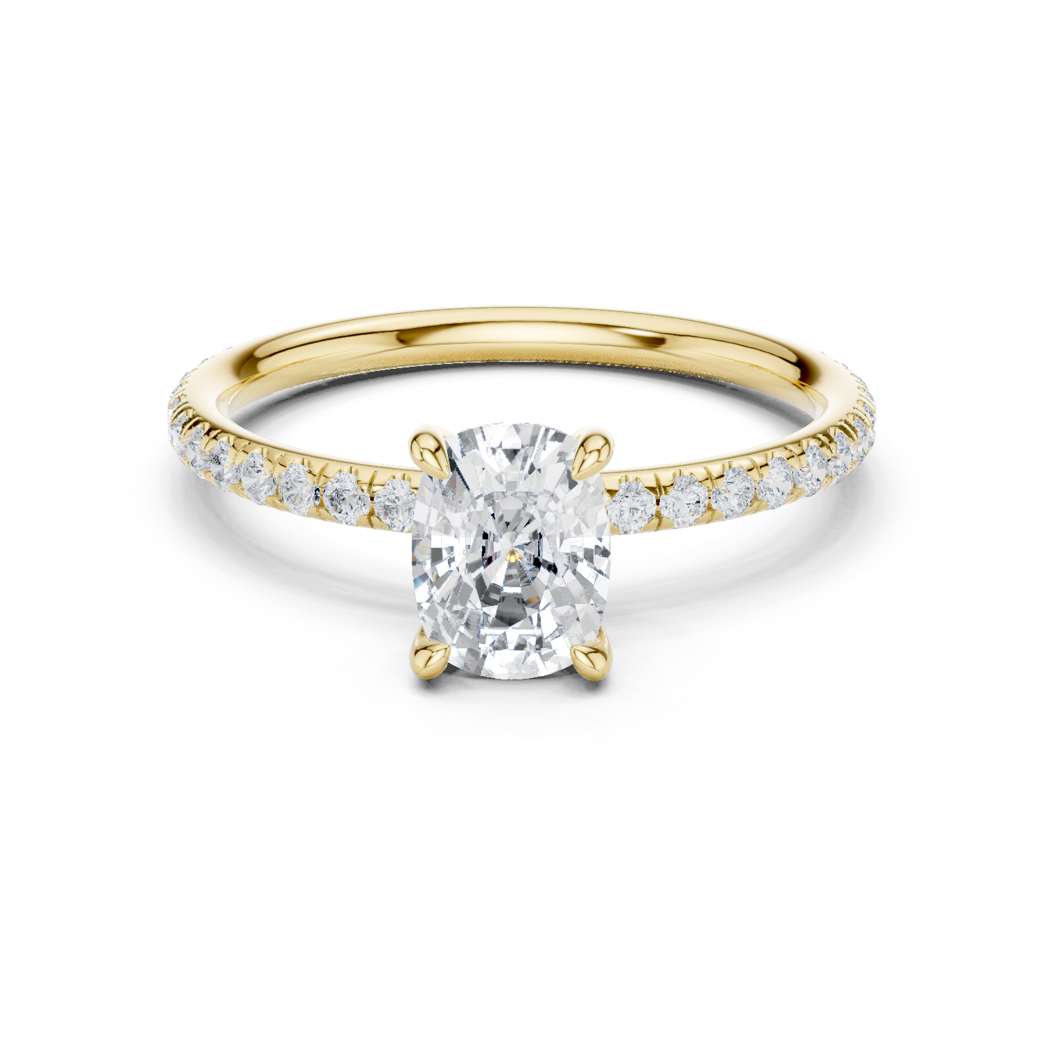 Gold Jewelry, Cushion center stone, Yellow Gold