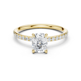 Gold Jewelry, Cushion center stone, Yellow Gold