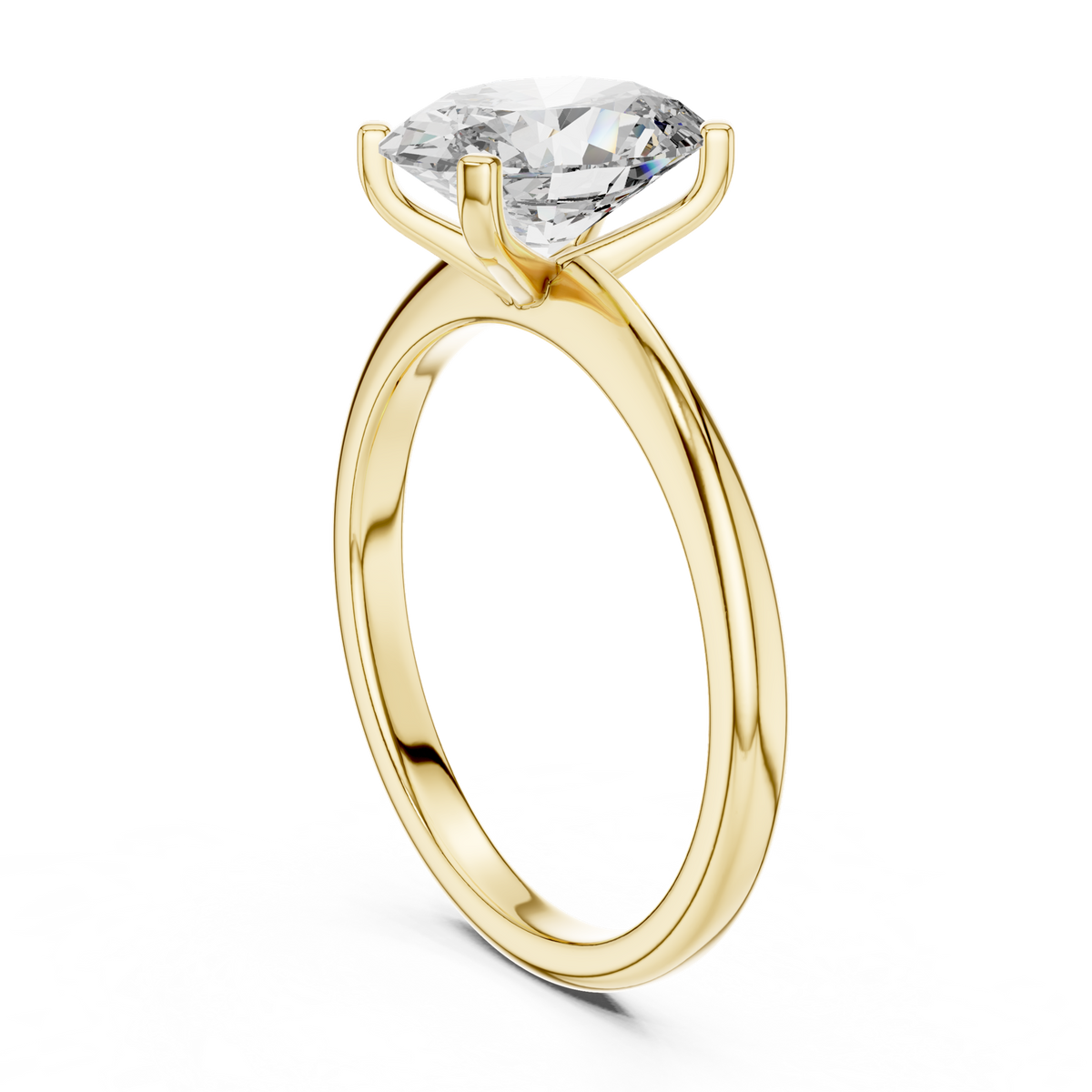 14K Solid Gold Lab Diamond Solitaire Ring, Yellow Gold, view 1