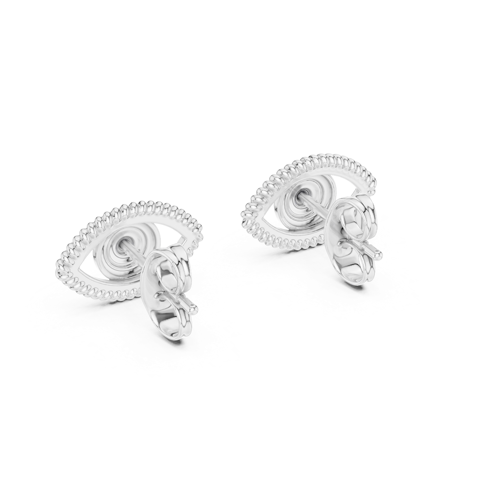 Gold Earrings 12-10003@E, White Gold, view 3