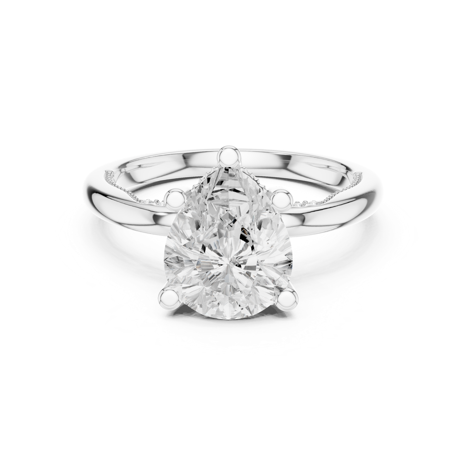 Gold Ring DDLR-175, Pear center stone, White Gold, view 4