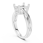 Gold Twisted Band Solitaire Engagement Ring, Emerald center stone, White Gold, view 1