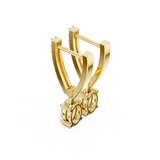 14K Solid Gold Lab Diamond Huggie Earrings, Yellow Gold, view 2
