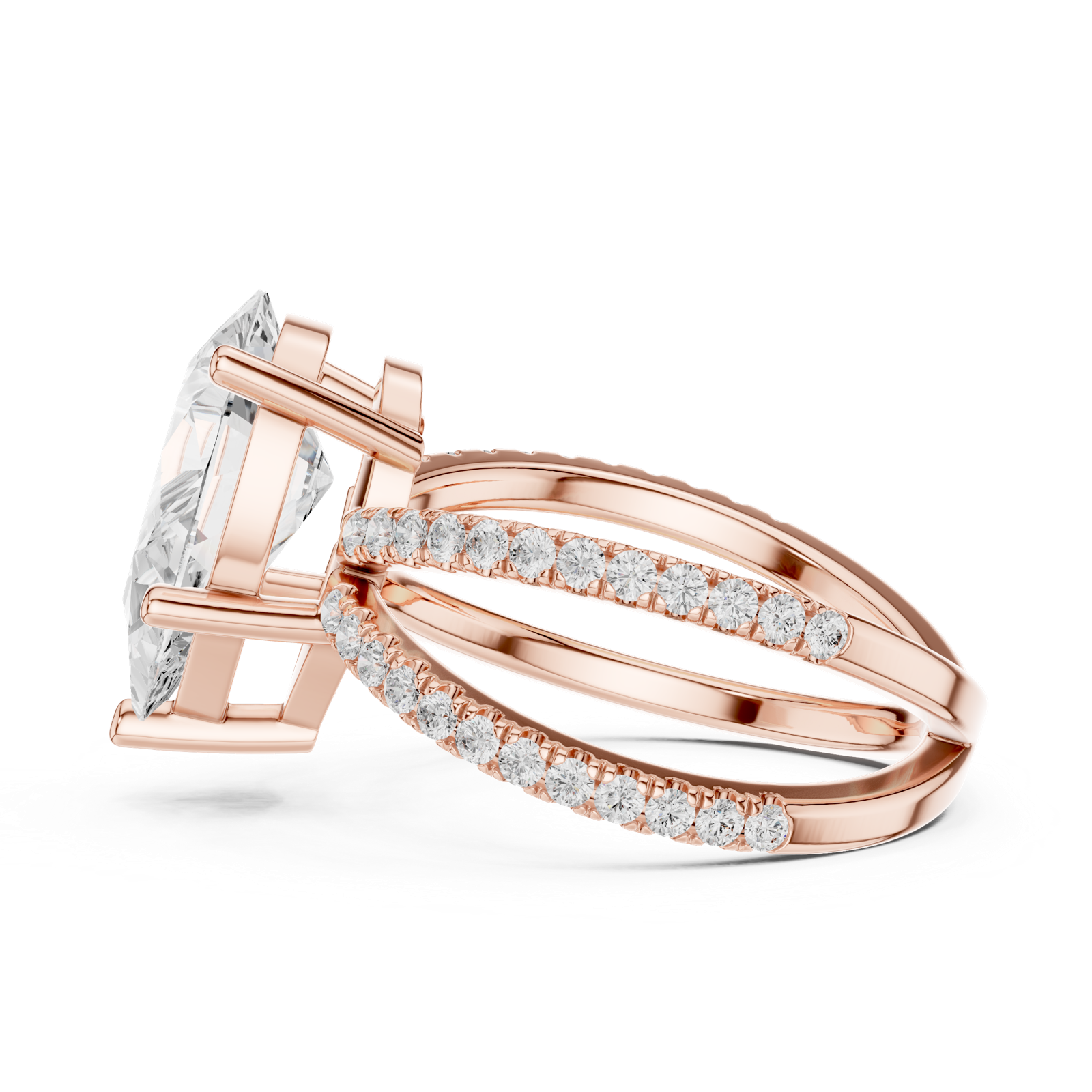 Gold Jewelry L36-25, Pear center stone, Rose Gold, view 3