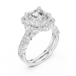 Gold Ring, Asscher center stone, White Gold, view 2