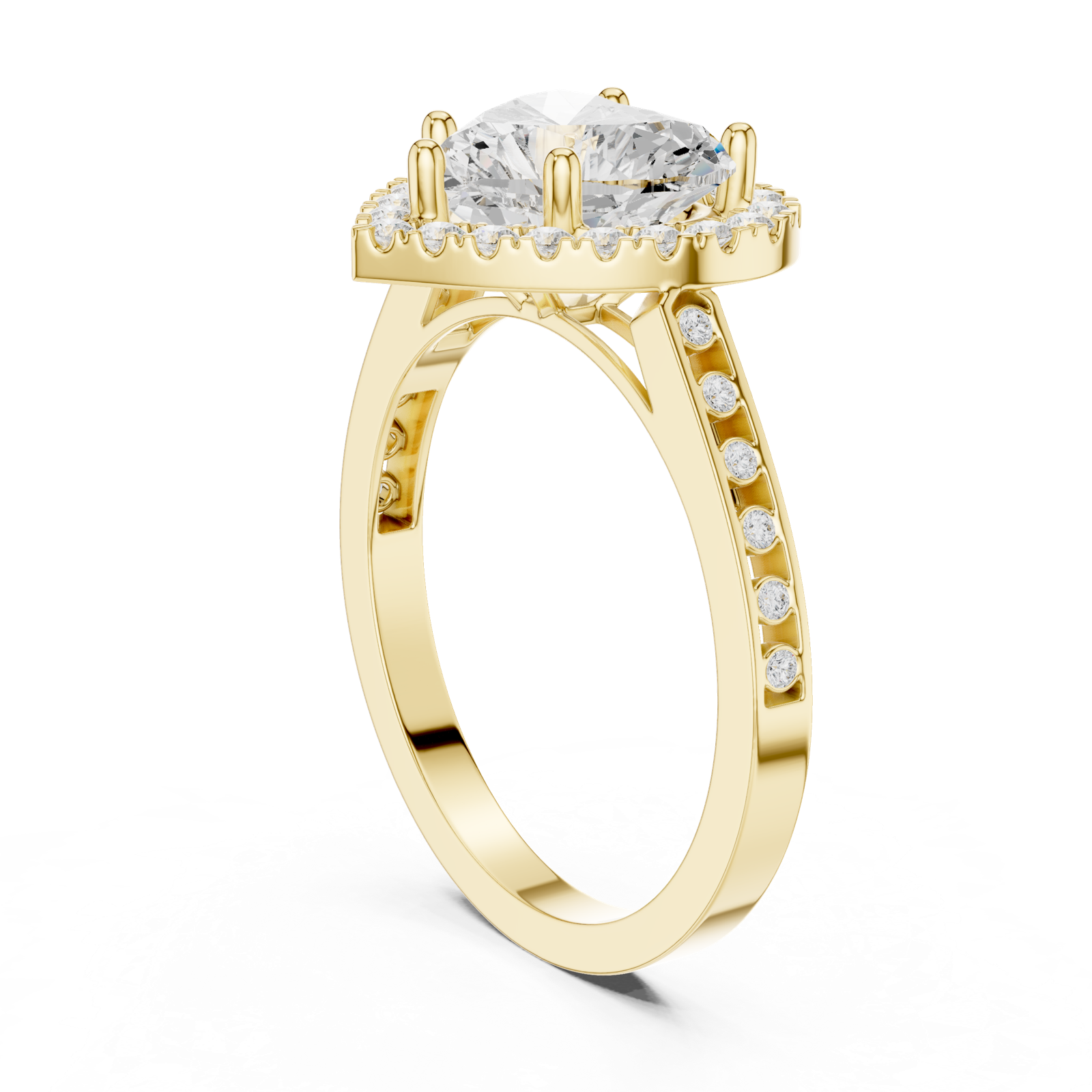 Gold Ring DDLR-349, Heart center stone, Yellow Gold, view 1