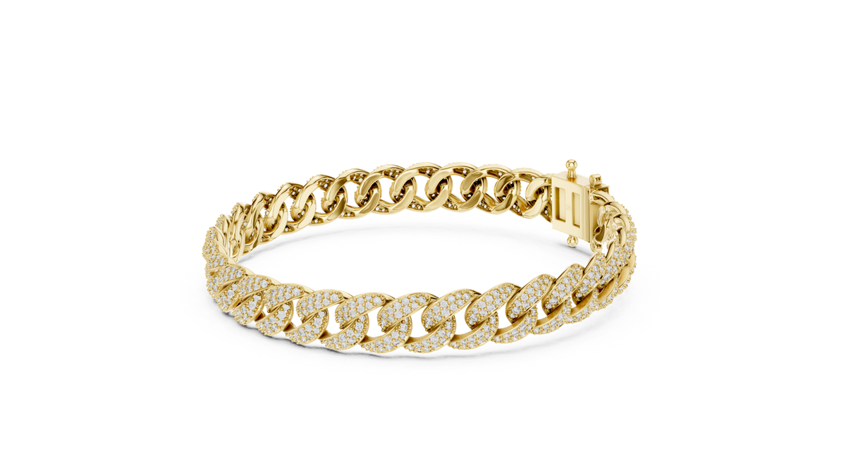 14K Solid Gold Lab Diamond Bracelet, Yellow Gold, view 1