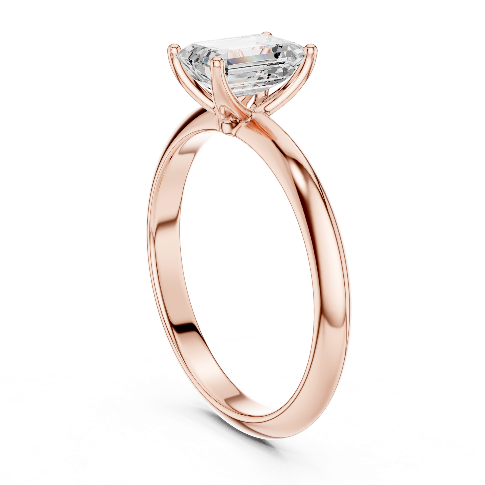 Gold Jewelry L36-6, Emerald center stone, Rose Gold, view 1