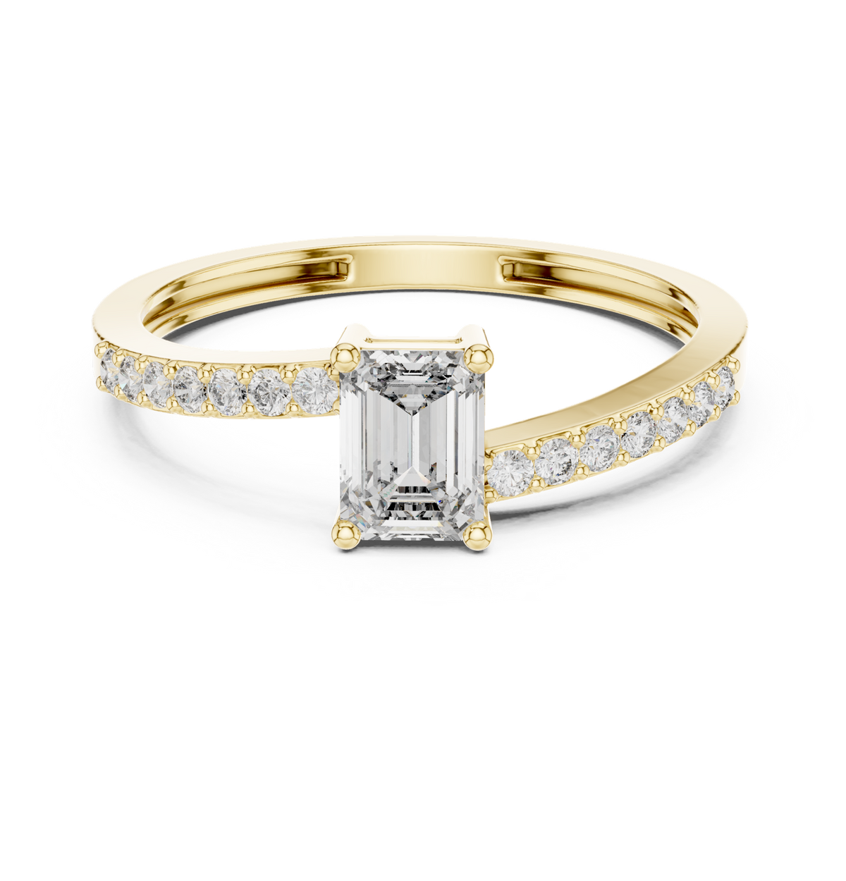 14K Solid Gold Lab Diamond Solitaire Ring, Yellow Gold