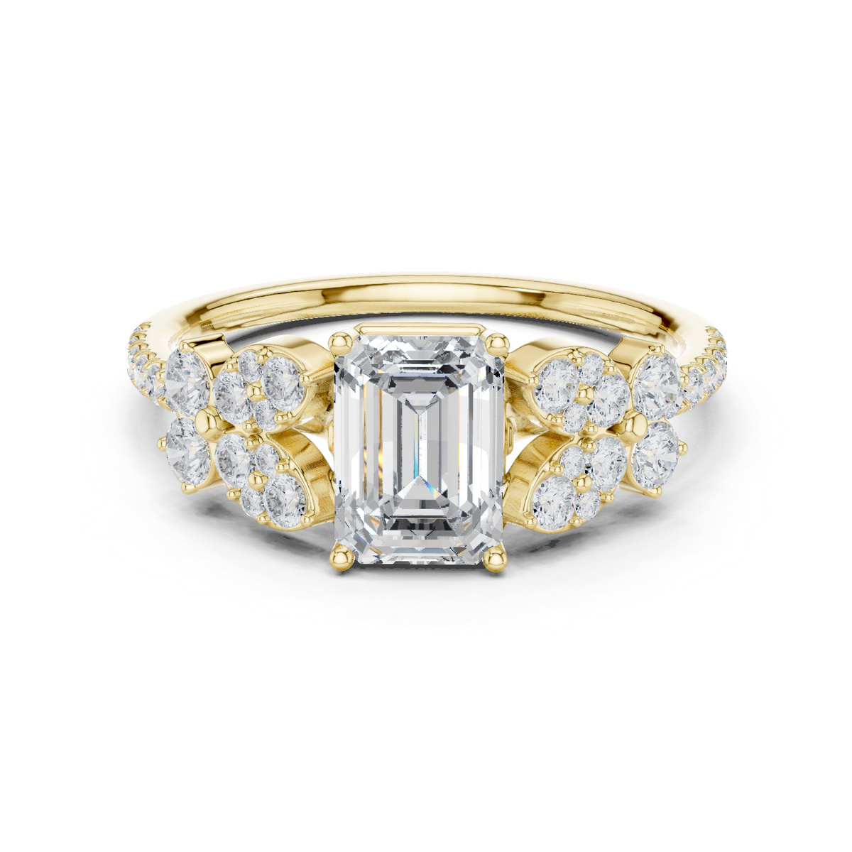 14K Solid Gold Lab Diamond Solitaire Ring, Yellow Gold