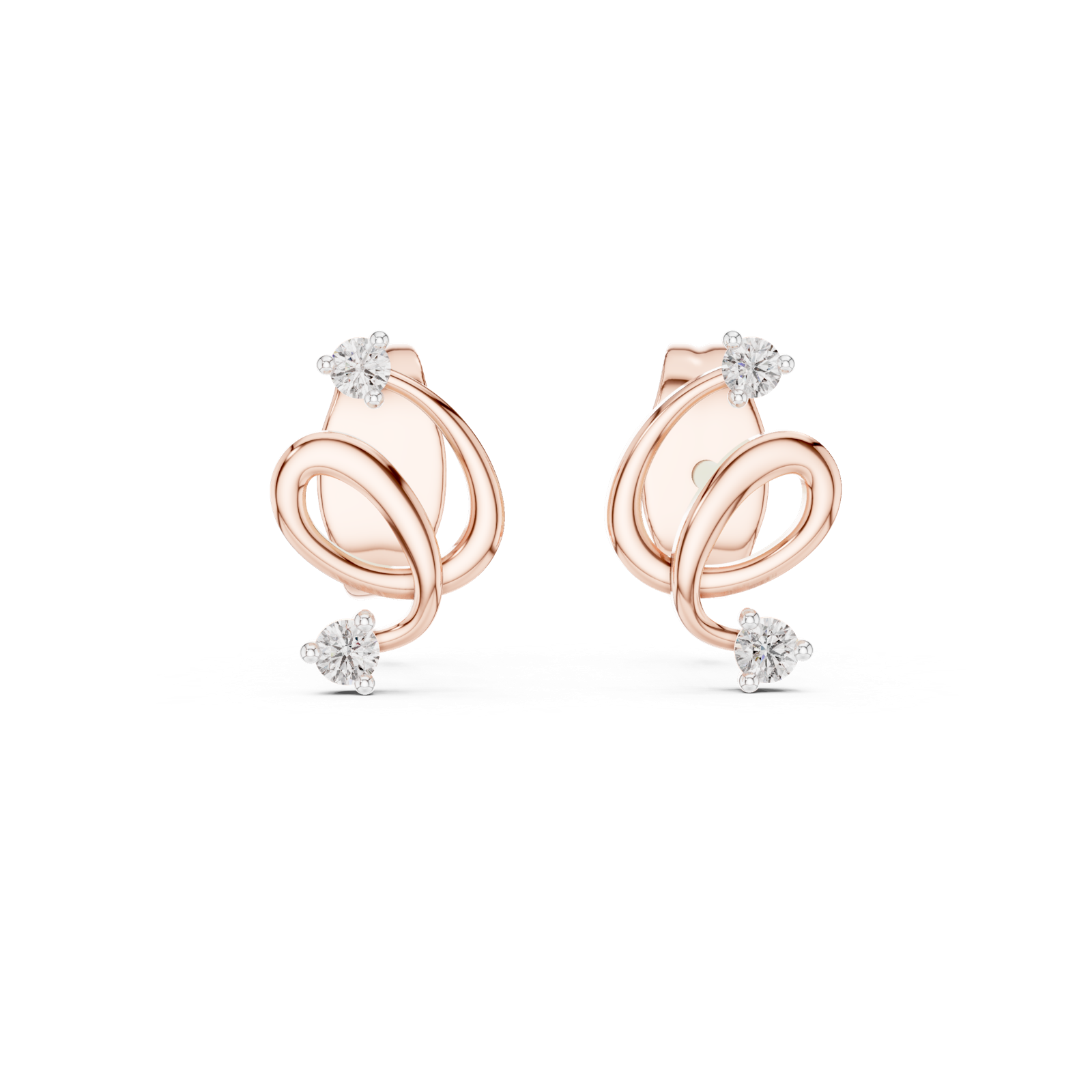 Gold Earrings 12-10002@E, Rose Gold