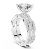 Gold Ring, Cushion center stone, White Gold, view 1
