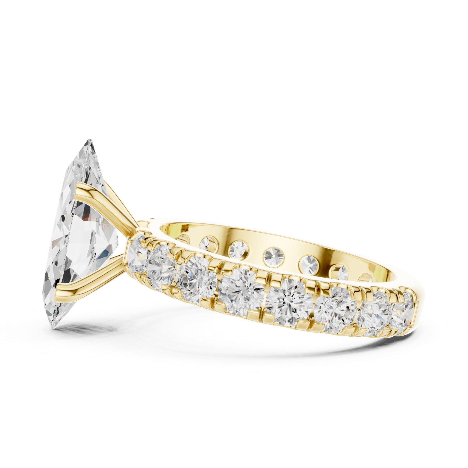 Gold Jewelry L35-63, Marquise center stone, Yellow Gold, view 3