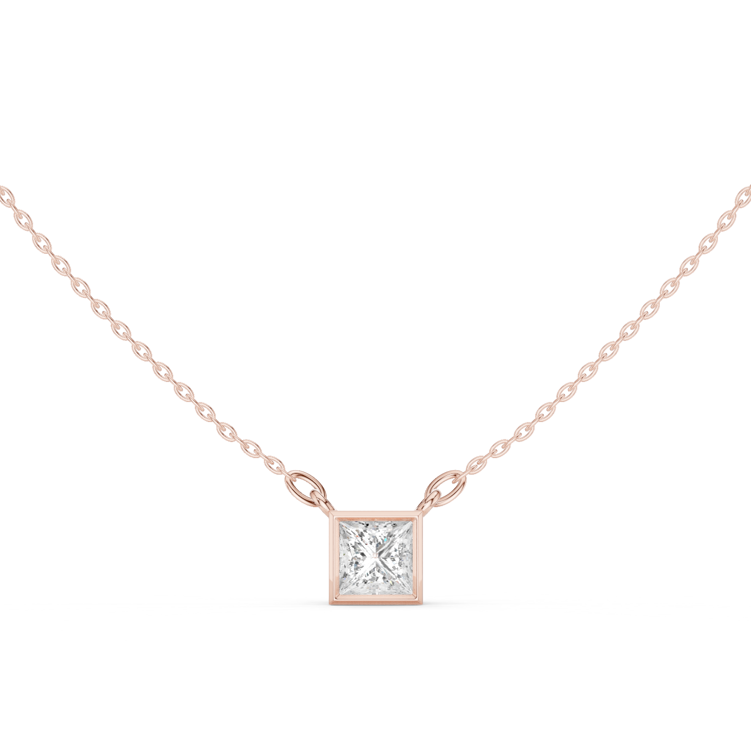 Gold Jewelry DDPS-001, Princess center stone, Rose Gold
