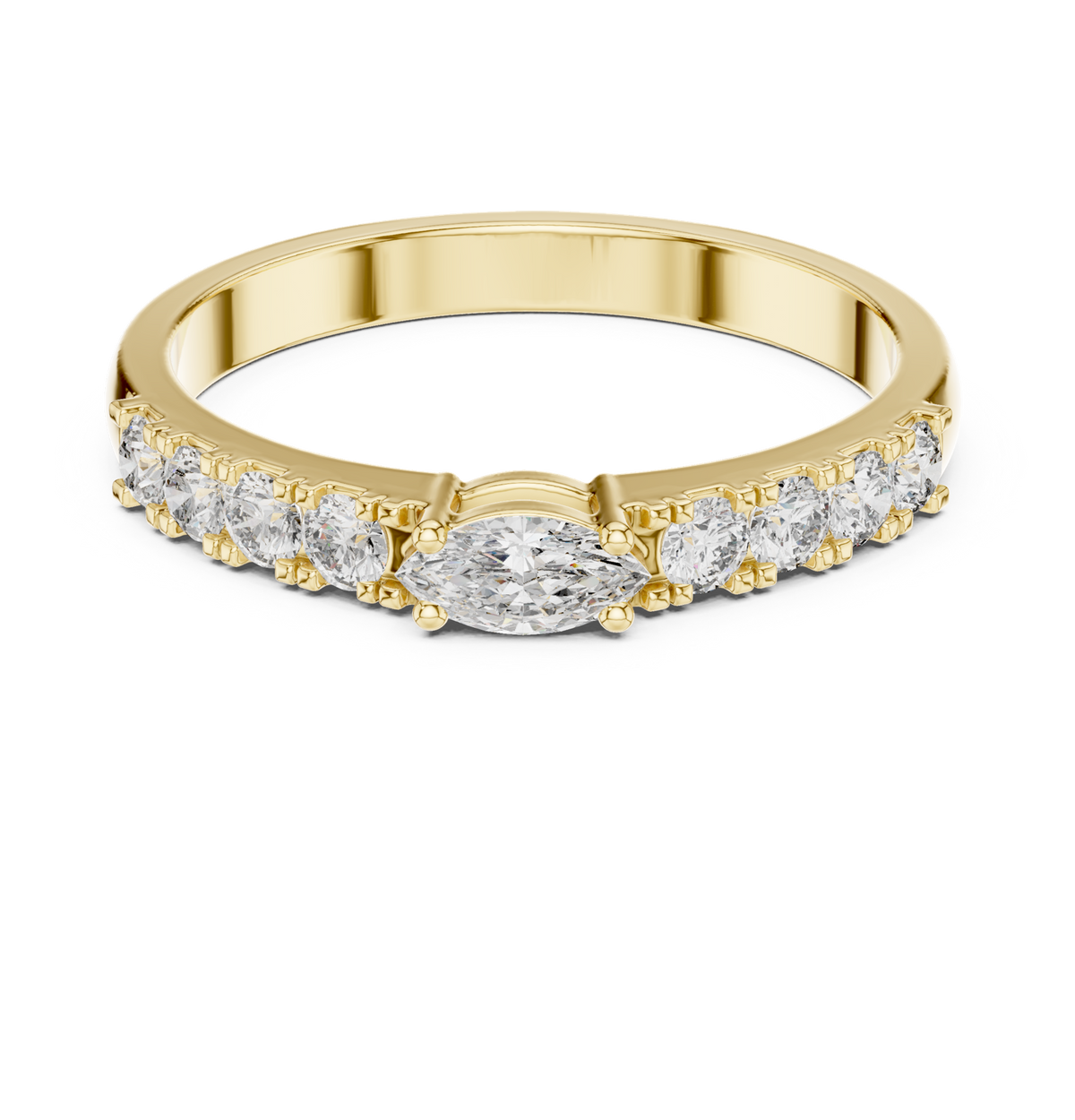 14K Solid Gold Lab Diamond Solitaire Ring, Yellow Gold