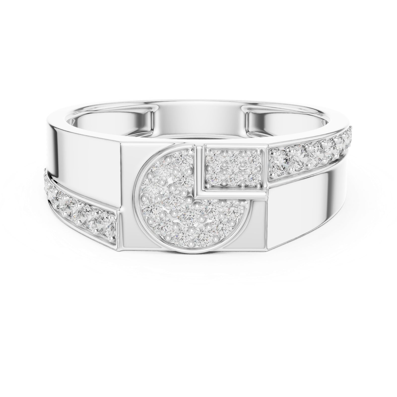 Gold Ring LR-01 (35), White Gold, view 4