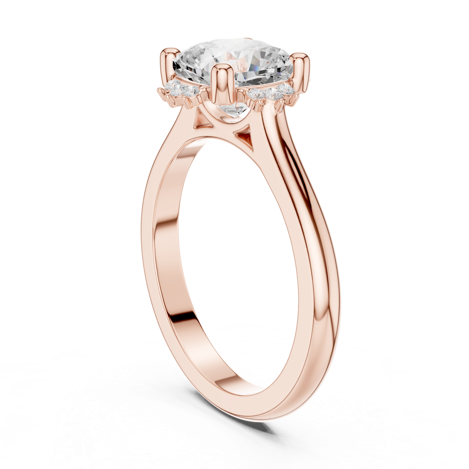Gold Jewelry, Cushion center stone, Rose Gold, view 1