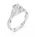 Gold Ring DDLR-257, Pear center stone, White Gold, view 2