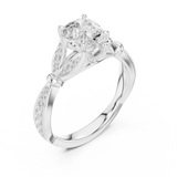 Gold Ring DDLR-257, Pear center stone, White Gold, view 2