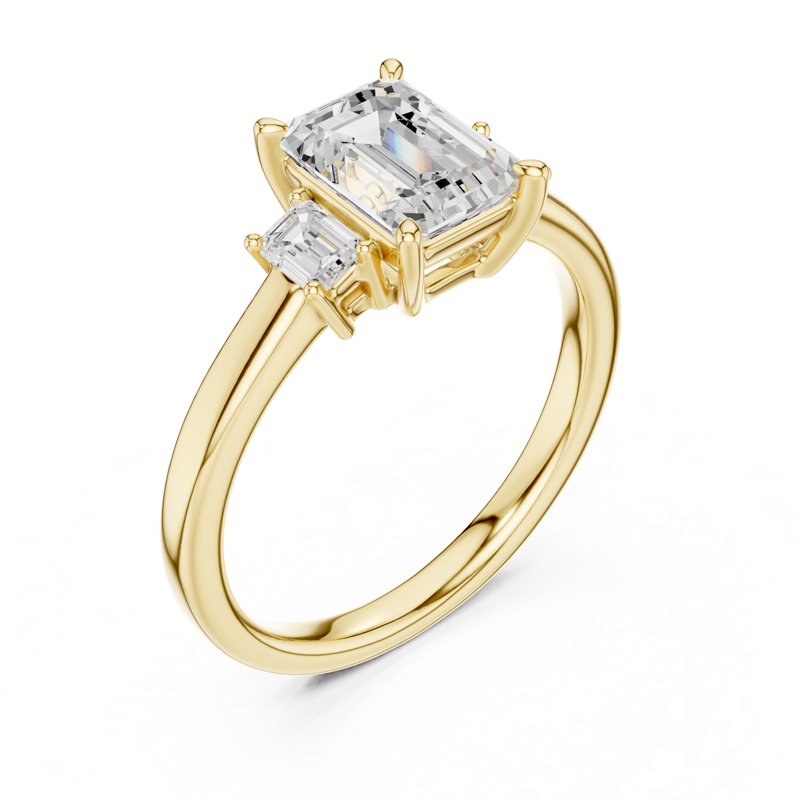 Gold Ring DDLR-038, Emerald center stone, Yellow Gold, view 2