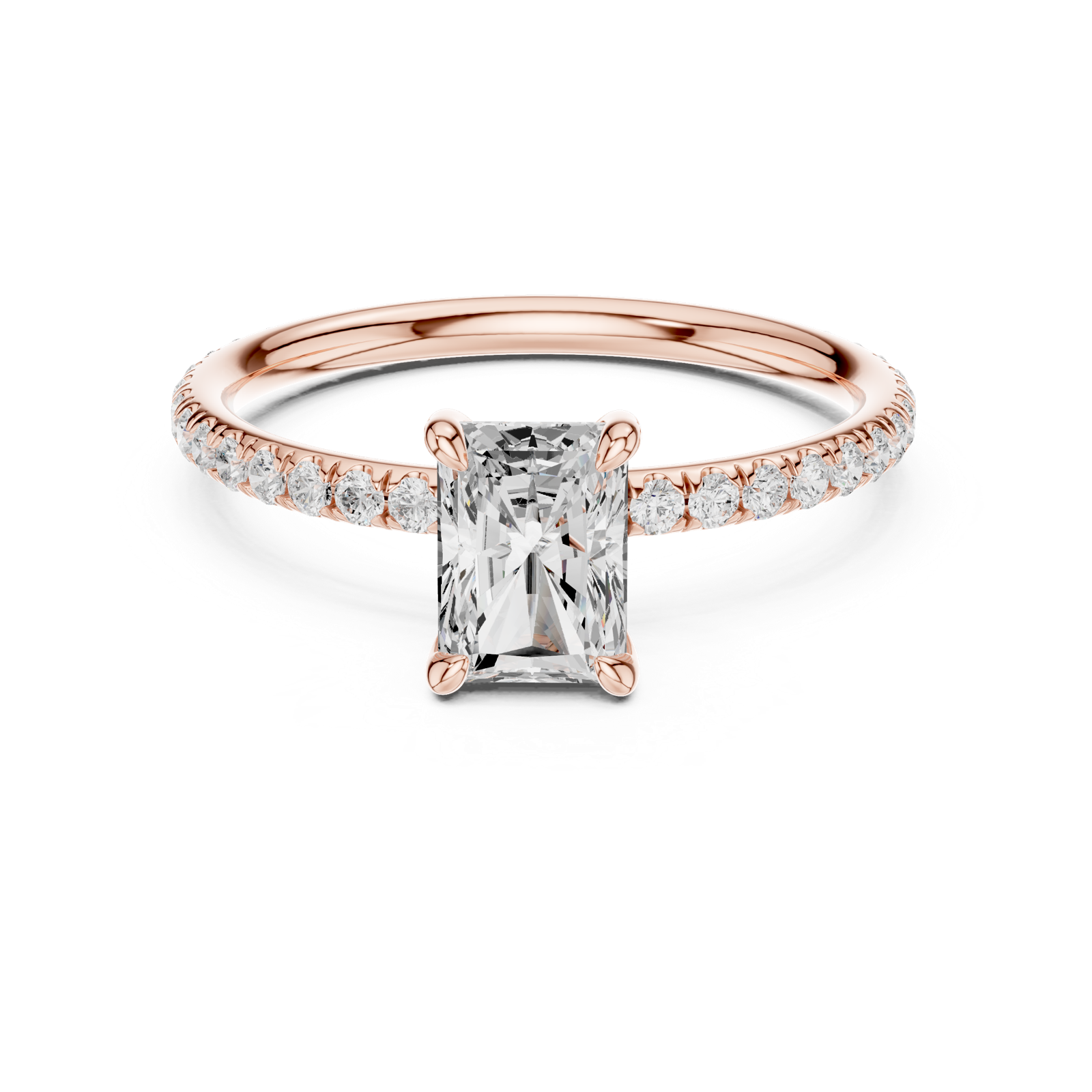 Gold Jewelry L36-15, Radiant center stone, Rose Gold, view 4