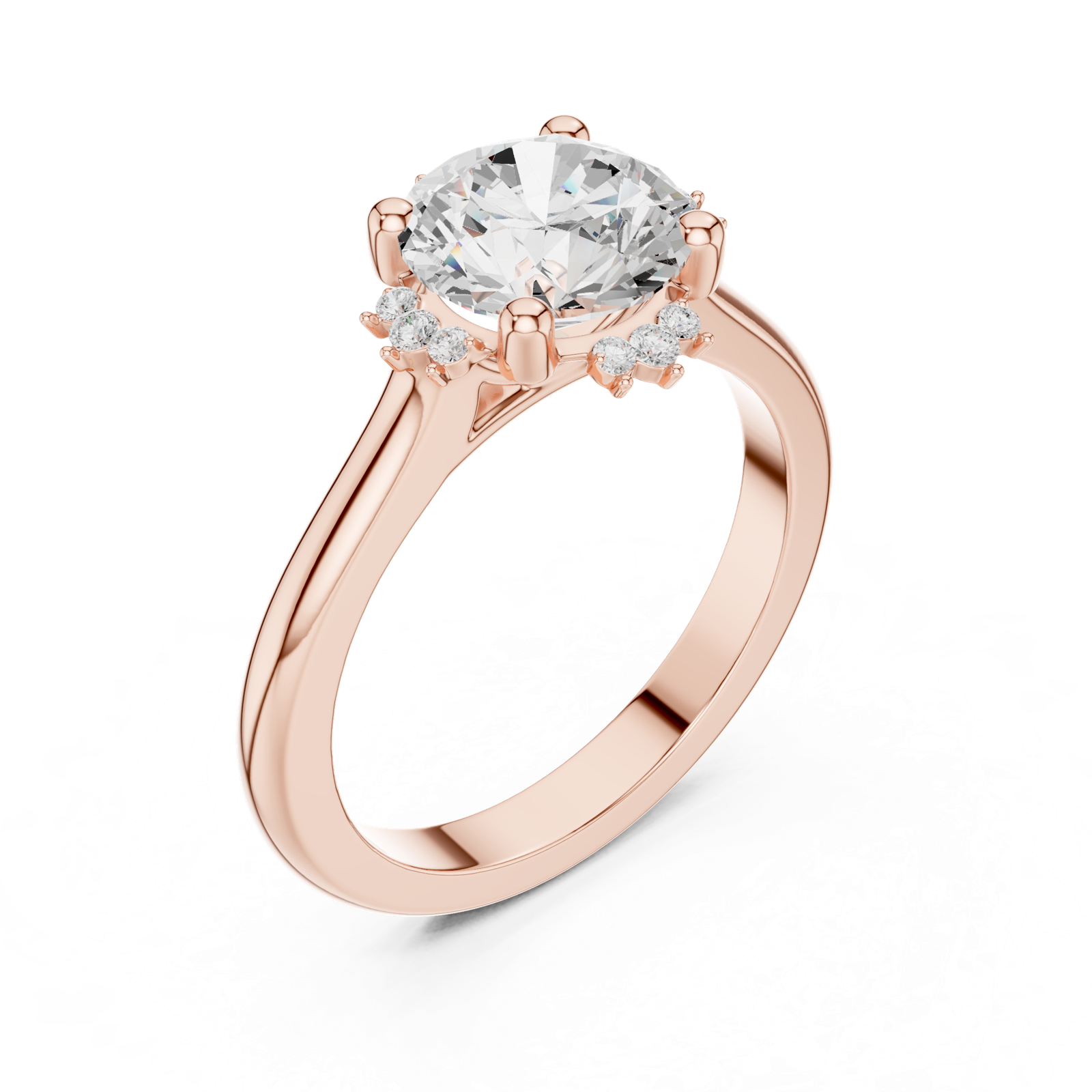Gold Jewelry L35-123, Round center stone, Rose Gold, view 2