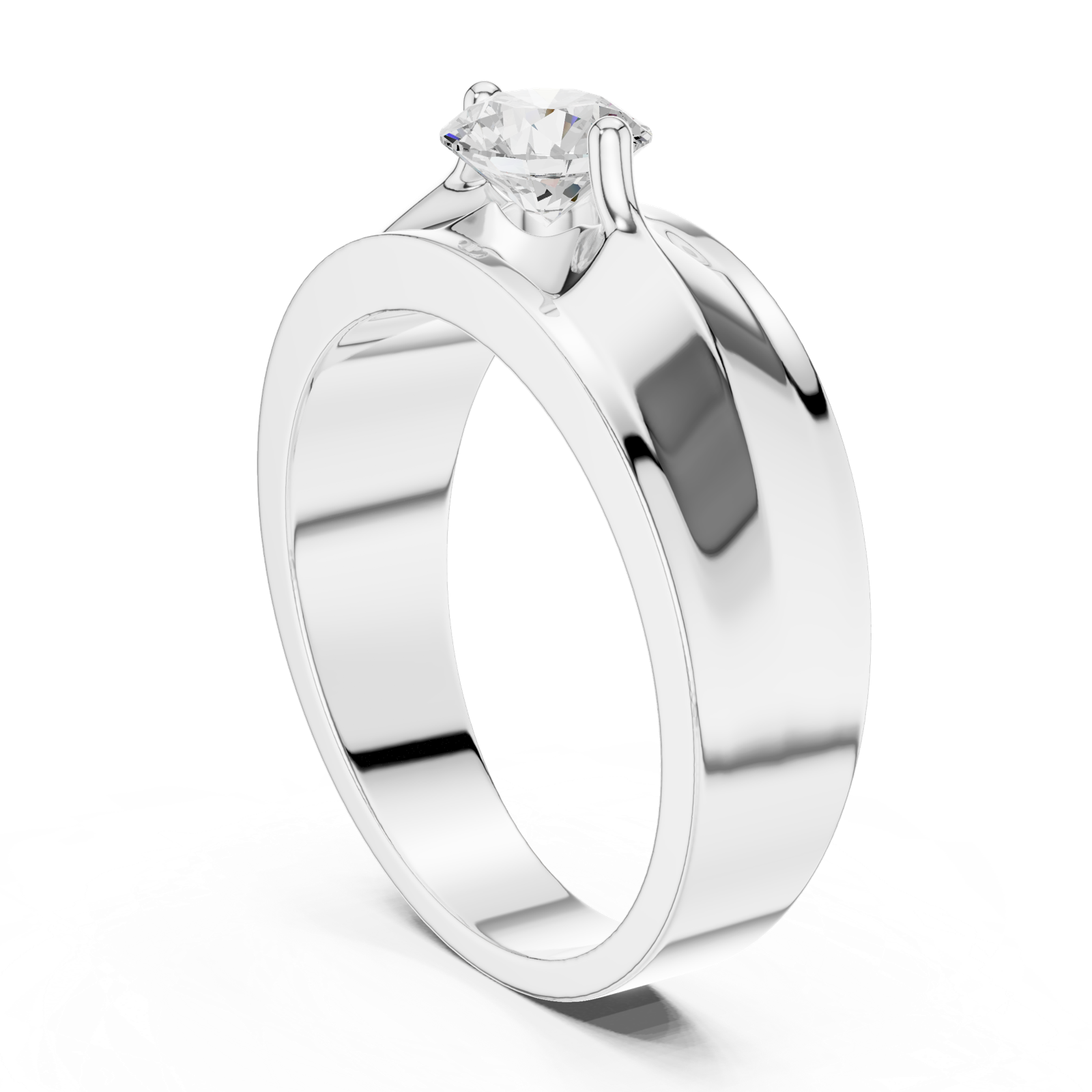 14K Solid Gold Lab Diamond Solitaire Ring, White Gold, view 1
