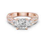 Gold Ring, Cushion center stone, Rose Gold