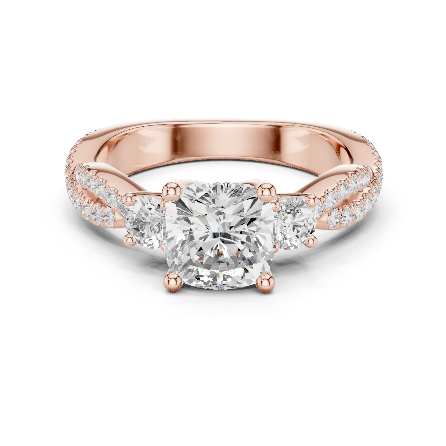 Gold Ring, Cushion center stone, Rose Gold