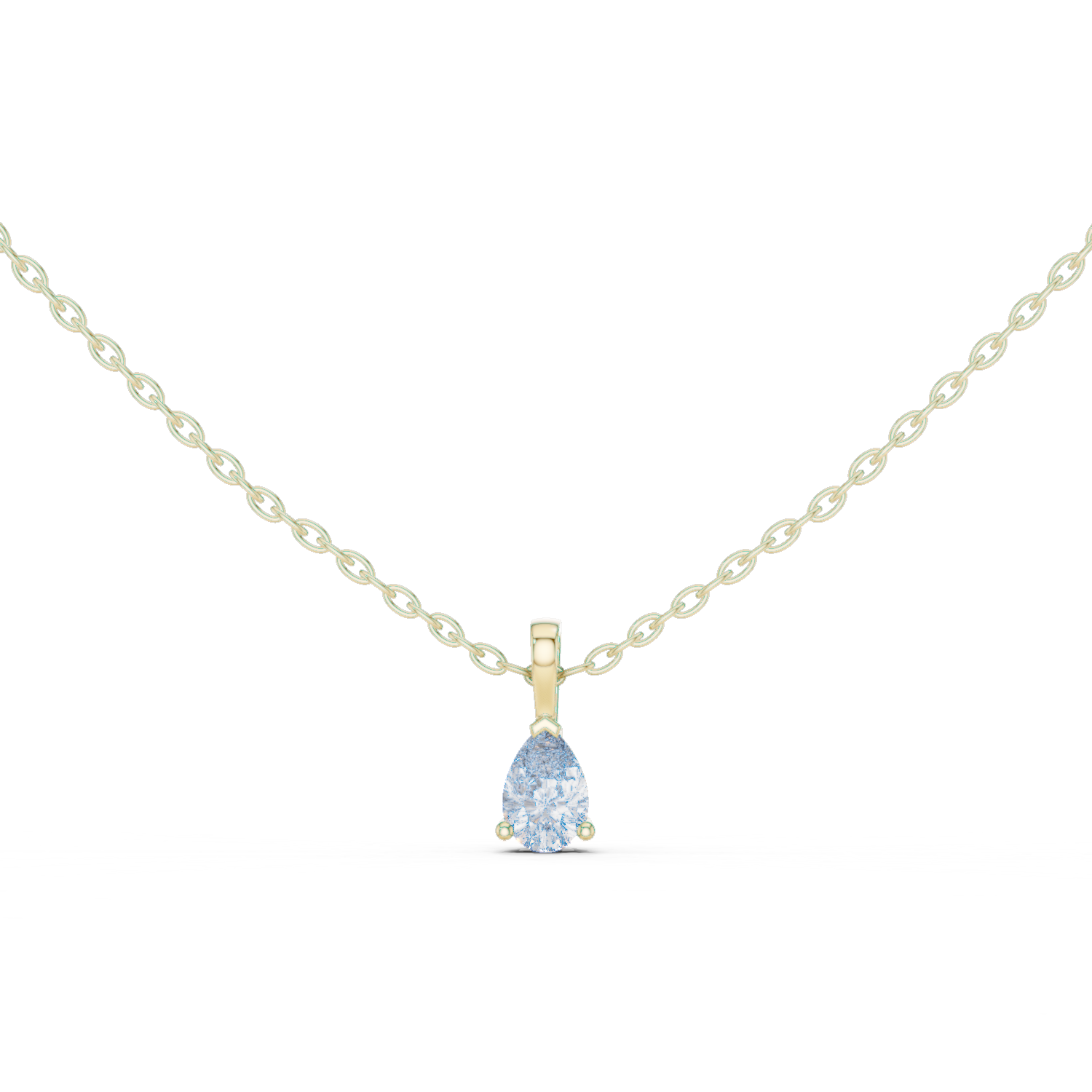 14K Solid Gold Lab Diamond Solitaire Pendant Necklace, Yellow Gold