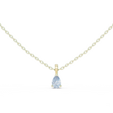 14K Solid Gold Lab Diamond Solitaire Pendant Necklace, Yellow Gold