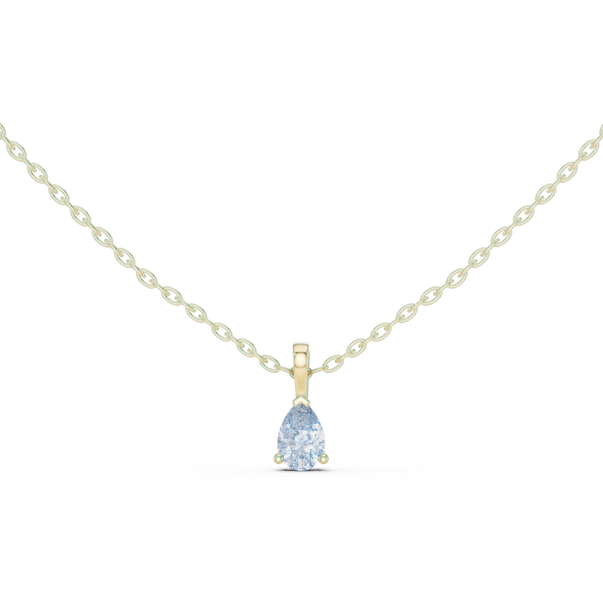 14K Solid Gold Lab Diamond Solitaire Pendant Necklace, Yellow Gold