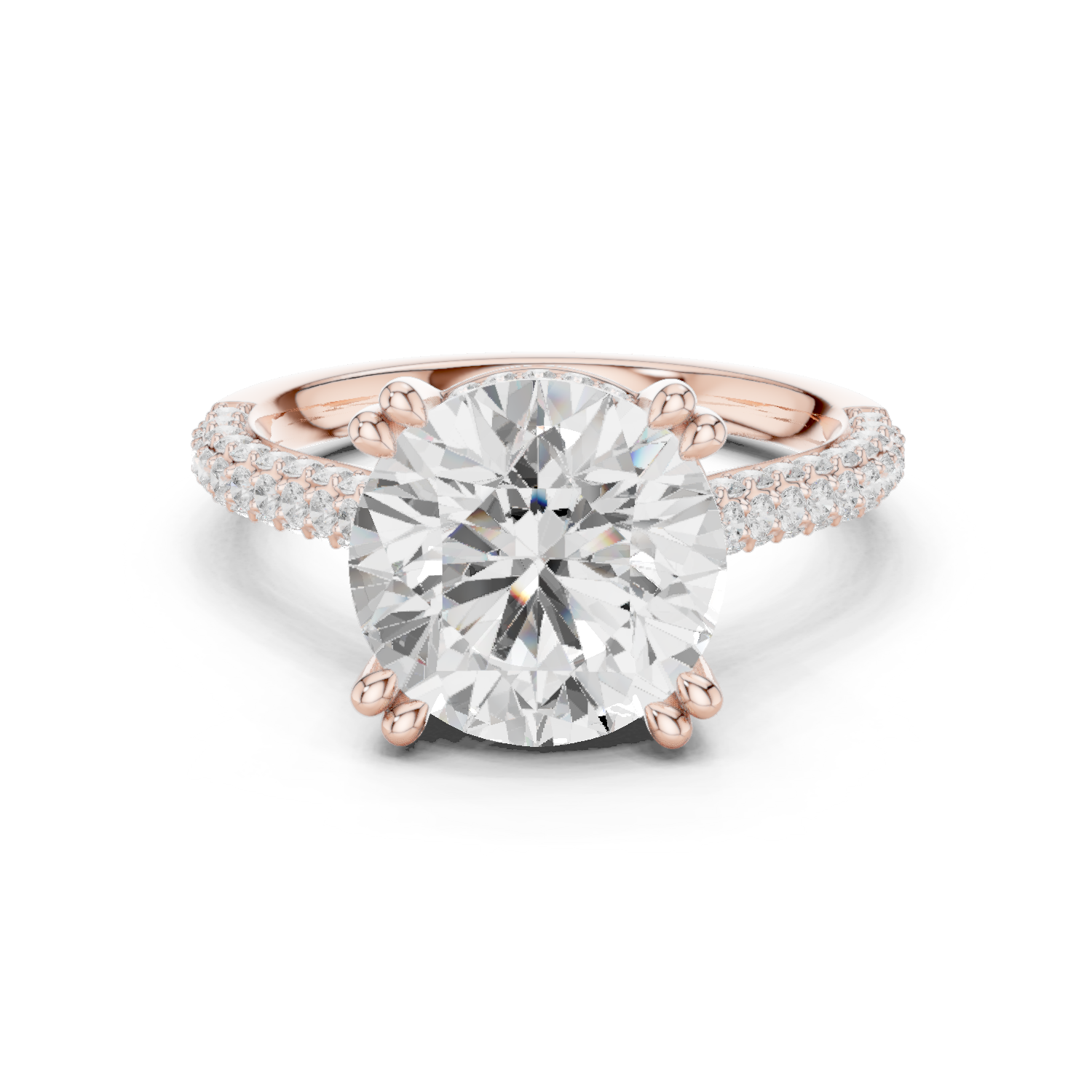 Gold Ring DDLR-260, Round center stone, Rose Gold