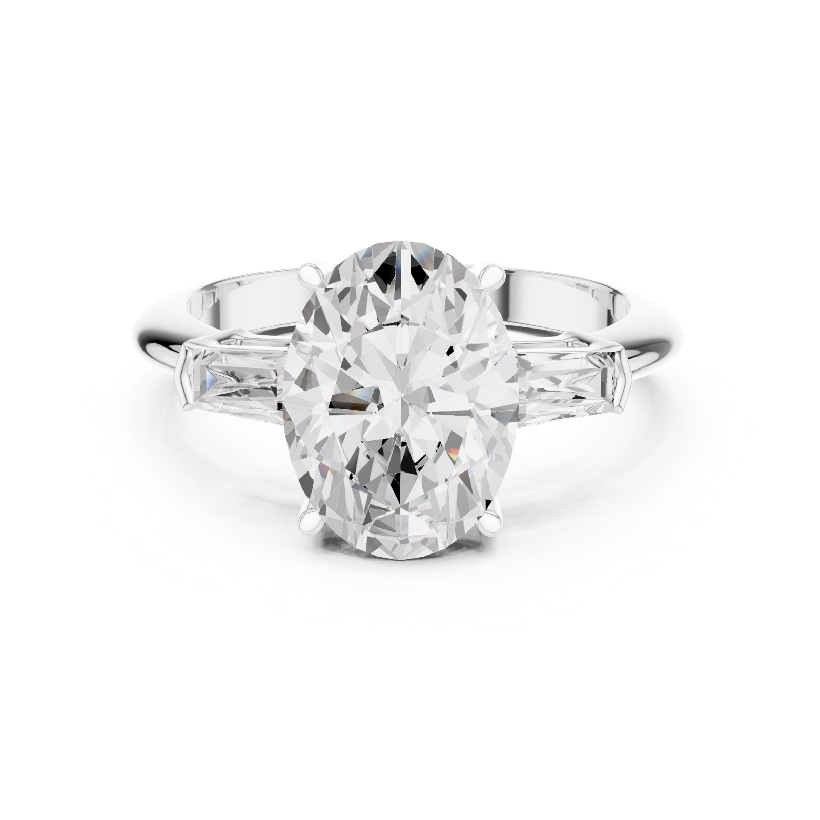 Gold Jewelry L35-67, Oval center stone, White Gold, view 4